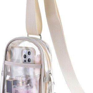 Compact Transparent Crossbody Bag - Stadium Approved & Waterproof Design